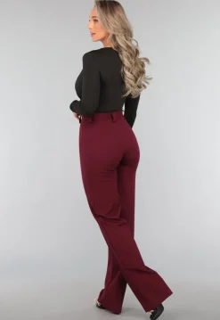 Straight Leg Burgundy Pantalon