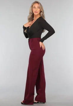 Straight Leg Burgundy Pantalon