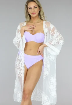 Strand Kimono Kant Wit met Kanten Details