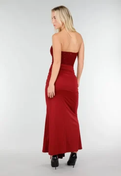 Strapless Korset Jurk in Bordeaux met Glitters