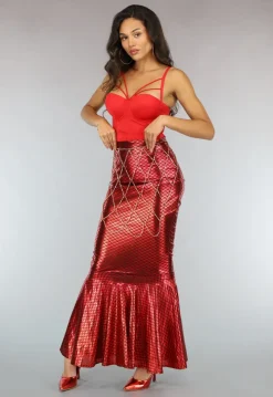 Strappy Rode Sexy Bustier met Cups