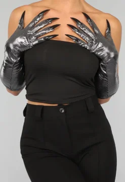 Strass Cat Masker met Zilveren Klauwen Handschoenen