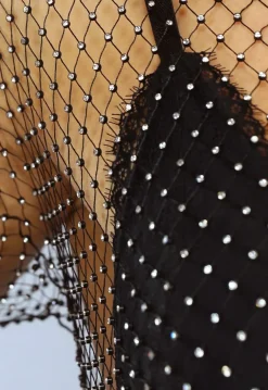 Strass Glitter Top met Wijduitlopende Mouwen