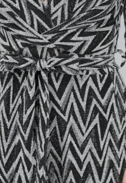 Stretch Jumpsuit met Zilveren Zigzag Glitters