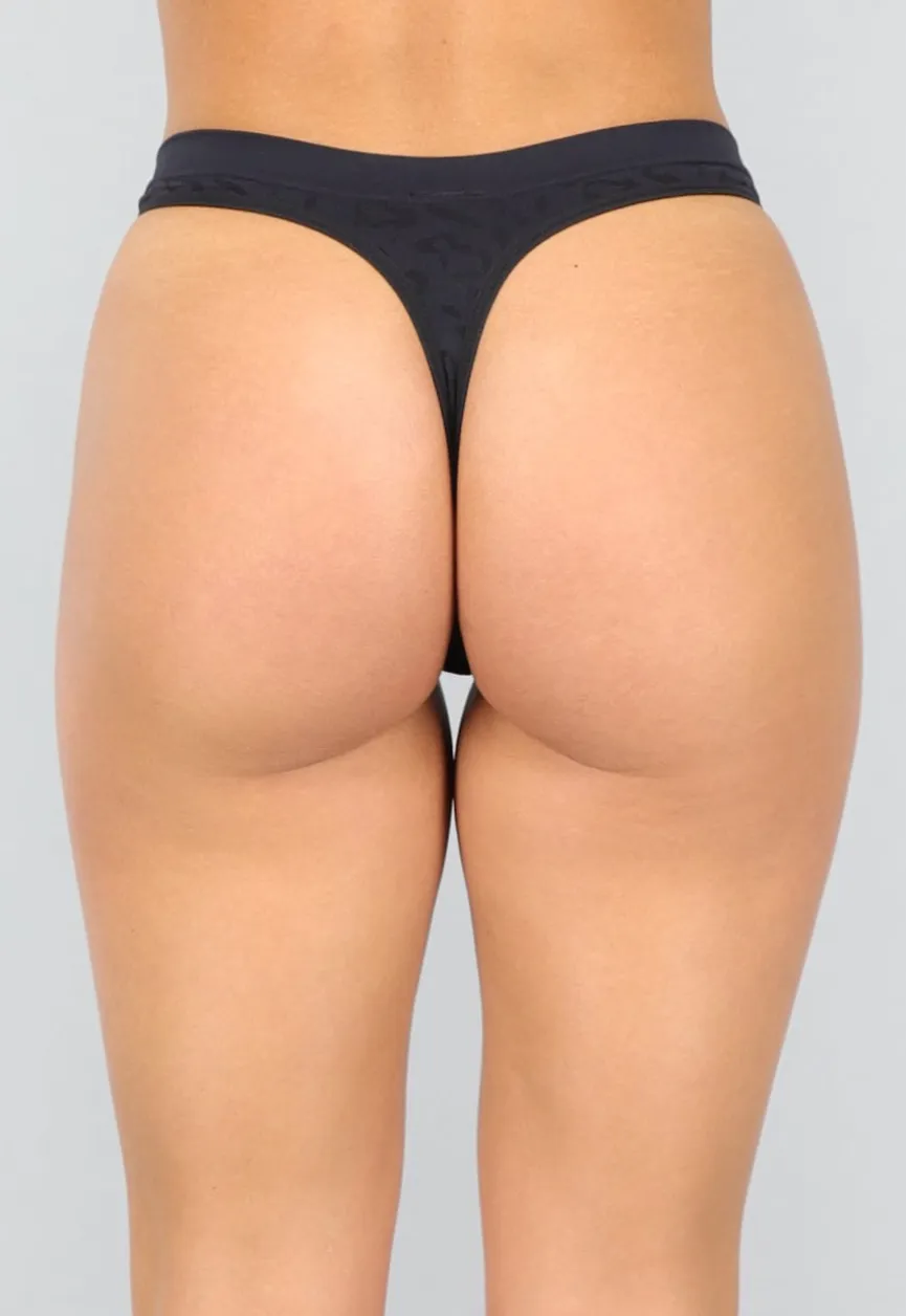 Stretch String met Panterprint in Zwart