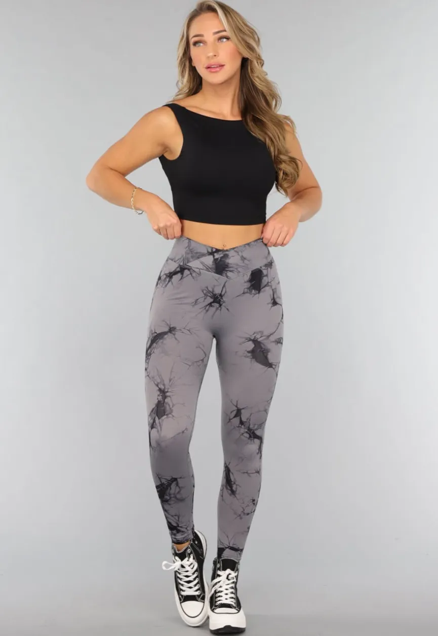 Stretchy Gym legging met Print en Overslag Taille