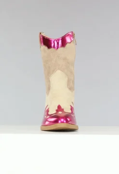 Suèdelook Laarsjes met Roze Metallic details