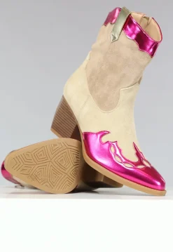 Suèdelook Laarsjes met Roze Metallic details
