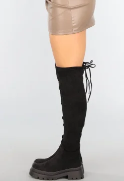 Suèdelook Overknee Laarzen met Strikdetail