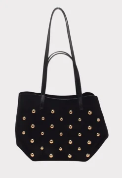 Suède Look Studded Shopper Tas met Hengsels