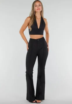 Super Stretch Flared Pantalon met Hoge Taille Zwart