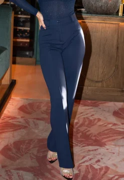 Super Stretch Straight Leg Navy Blauwe Pantalon