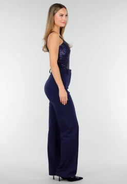 Super Stretch Straight Leg Navy Blauwe Pantalon