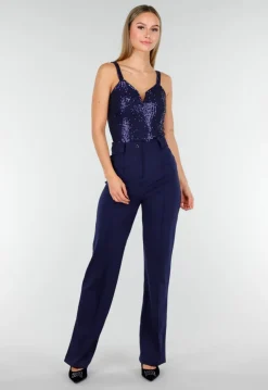 Super Stretch Straight Leg Navy Blauwe Pantalon