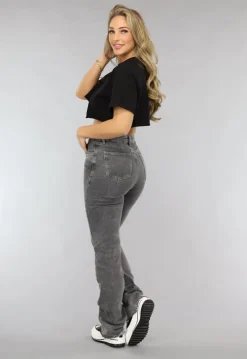 Tall Grijze Straight Leg Jeans met Stretch