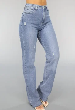 Tall Lichtblauwe High Waist Stretch Jeans met Rechte Pijpen