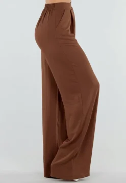 Tall Linnenlook Bruine Pantalon met Stretchband