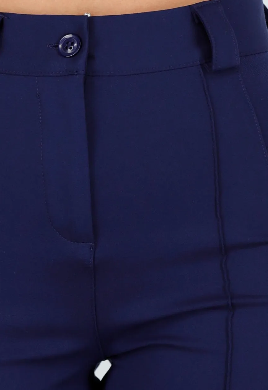 Tall Super Stretch Straight Leg Navy Blauwe Pantalon