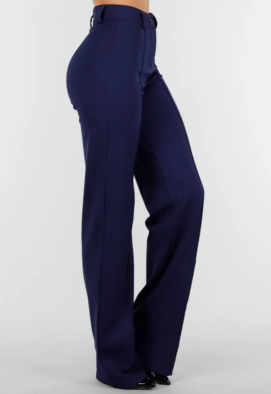 Tall Super Stretch Straight Leg Navy Blauwe Pantalon