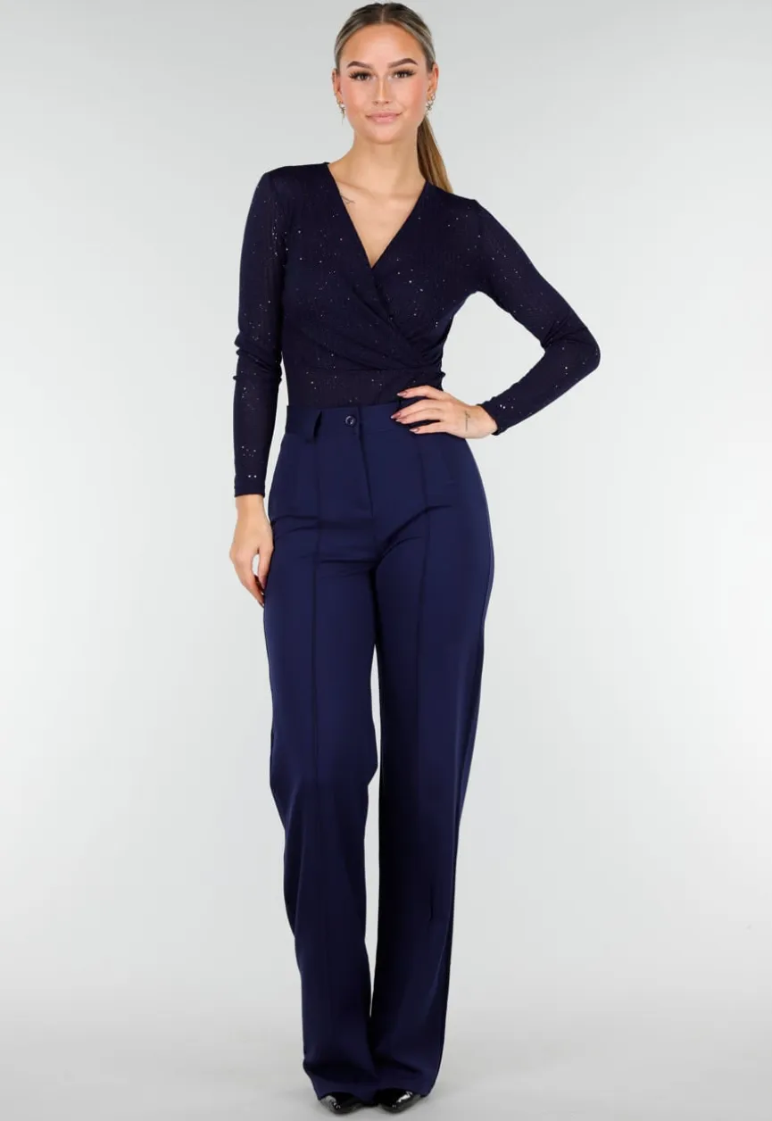 Tall Super Stretch Straight Leg Navy Blauwe Pantalon