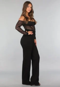 Tall Zwarte Straight Leg Pantalon met Stretch