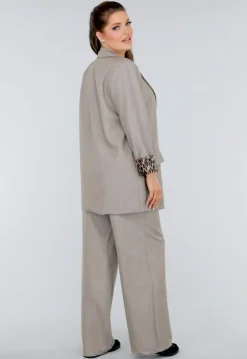 Taupe Blazerset met Leopard Details