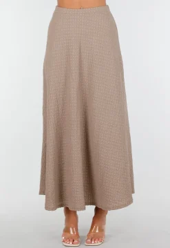 Taupe Set met Hooggesloten Top en Stretch