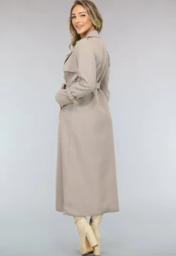 Taupe Trenchcoat met Tailleband