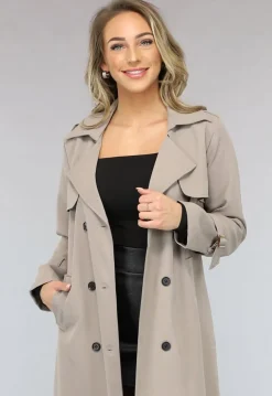 Taupe Trenchcoat met Tailleband