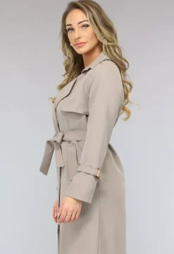 Taupe Trenchcoat met Tailleband