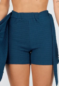 Teal Linnenlook Overslag Stretch Skort