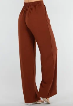 Terracotta Linnenlook Broek met Hoge Taille