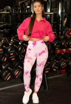 Tie Dye Roze Fitness Legging met Compressie Band