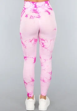 Tie Dye Roze Fitness Legging met Compressie Band