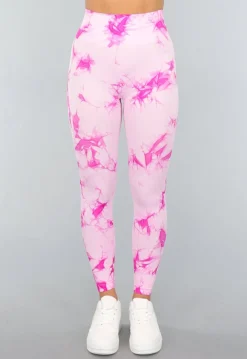 Tie Dye Roze Fitness Legging met Compressie Band