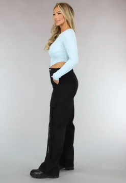 Top met Korset Design Lichtblauw