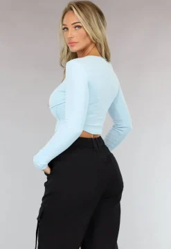 Top met Korset Design Lichtblauw