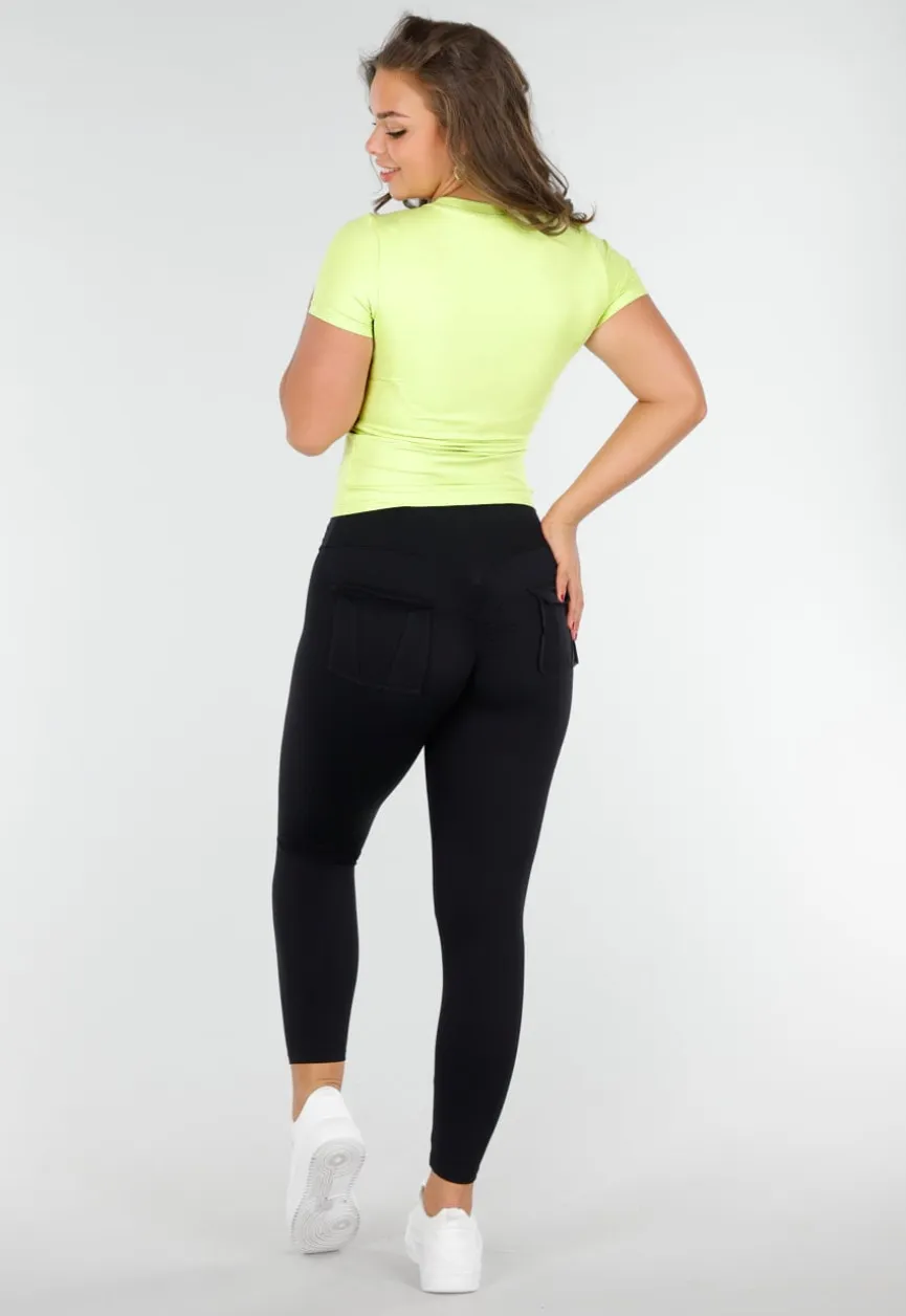 Trendy Groene Korte Mouwen Sporttop Voor Dames