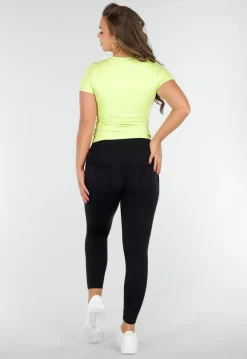 Trendy Groene Korte Mouwen Sporttop Voor Dames