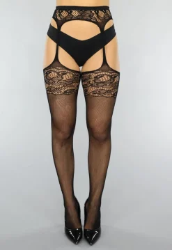 Trendy Panty met Jarretel-Look Zwart