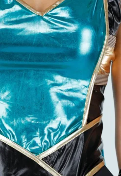 Trickster Goddess Party Kostuum in Groen Zwart en Goud