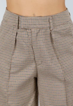 Tweedelige Geruite Stretch Set met Hoge Taille Broek en Korsettop met Baleinen