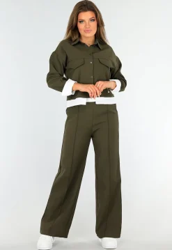 Two Piece Donkergroene Set met Blouse Detail