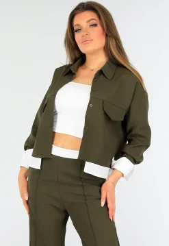 Two Piece Donkergroene Set met Blouse Detail
