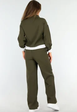 Two Piece Donkergroene Set met Blouse Detail