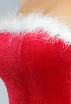 Velvet Kerst Jurkje met Handschoenen