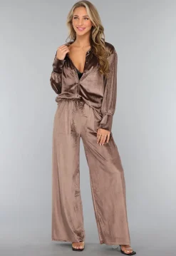 Velvet Taupe Wide Leg Two Piece