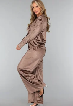 Velvet Taupe Wide Leg Two Piece