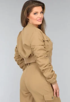 Wide Leg Cargo Set in Camel