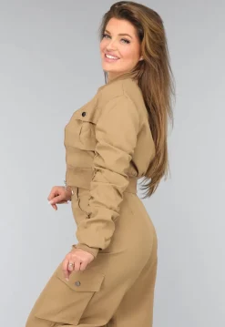 Wide Leg Cargo Set in Camel